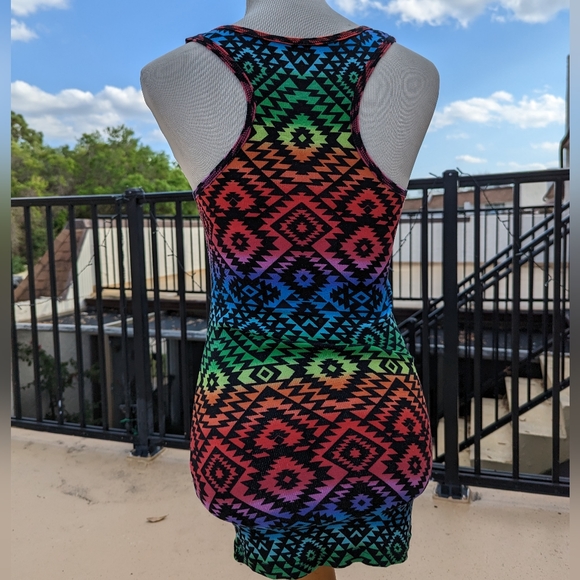 Colorful Aztec Print Ribbed T-Shirt/Mini-Dress (Rainbow of Colors) - Picture 3 of 12